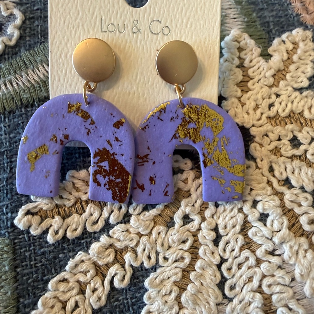 Purple and Gold Arch Earrings